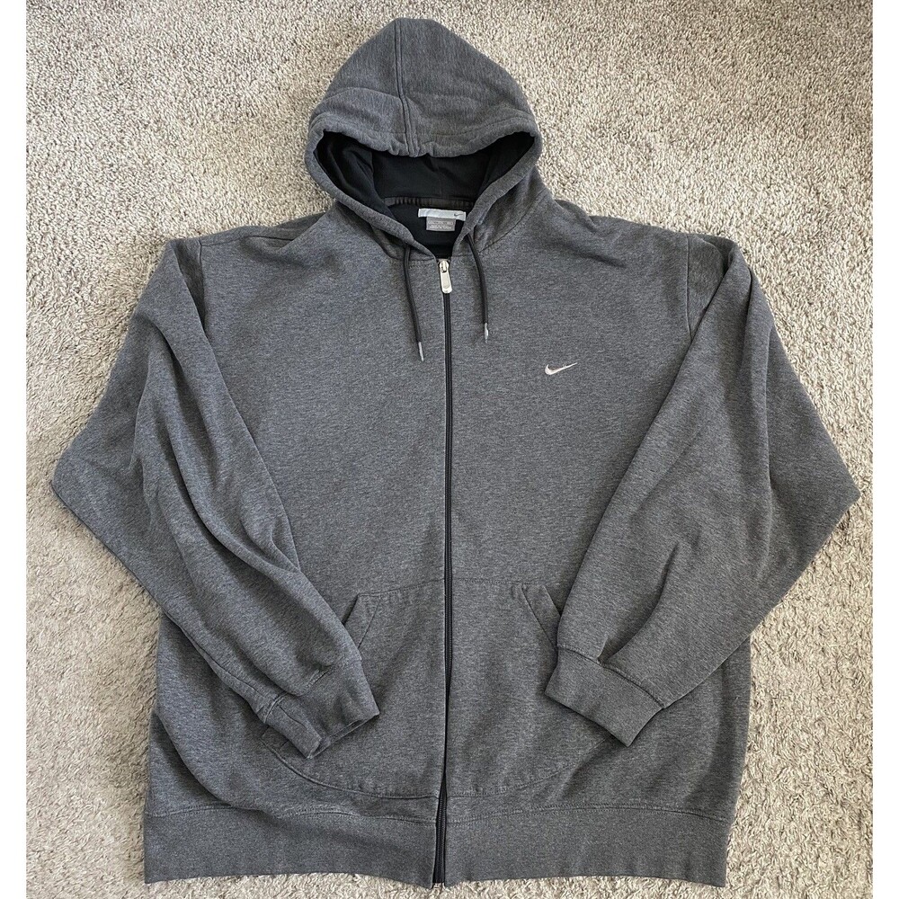 Nike Classic Vintage Full Zip Gray Hoodie Jacket Mens XXL Pockets stitched logo.
